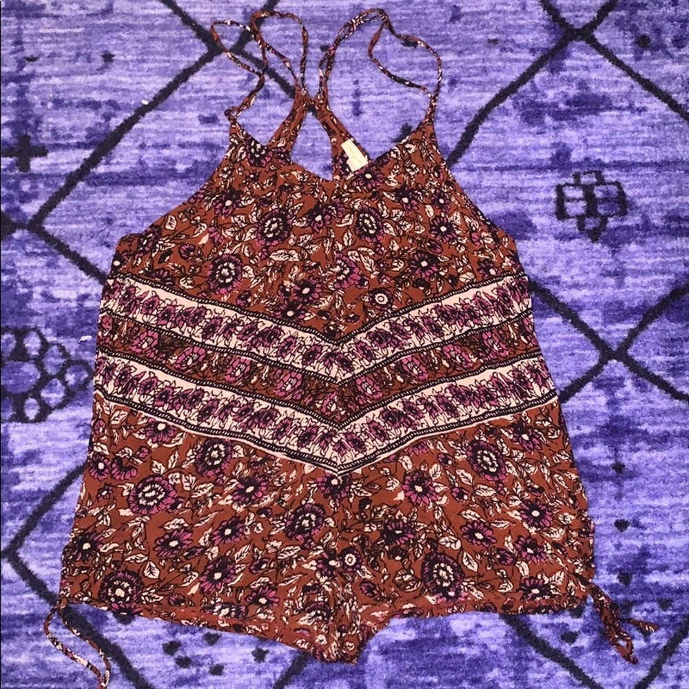 Boho color pattern shorts romper